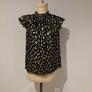 Rebecca Taylor Metallic Animal Print Blouse